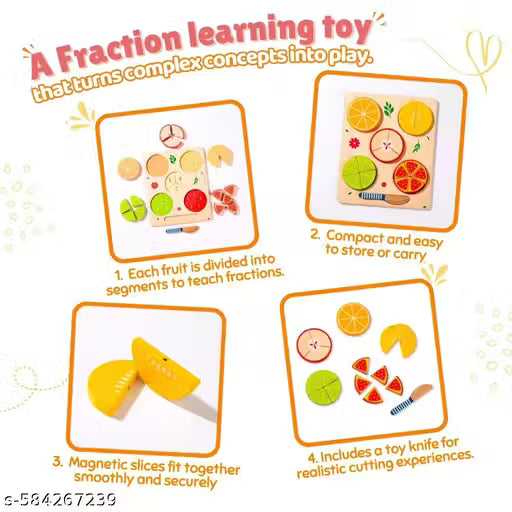 Premium Quality Wooden Fruit Fraction Educational Toy for Kids