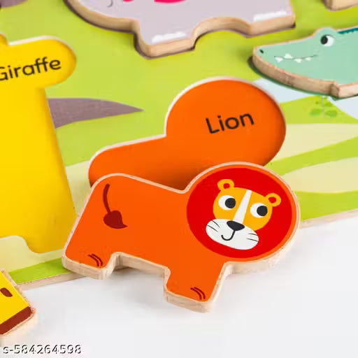 Wooden Animal & Vehicle Shape Matching Puzzle for Kids | Educational, Colorful & Learning| Montessori Puzzle Board Ideal for Toddler Age 2+ (Jungle)