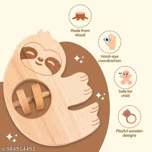 1pc Wooden Animal Rattle Toy for Babies & Toddlers | Safe & Engaging Sensory Play Toy-Random design