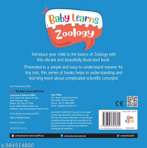 Board Book: Baby Learns Zoology - Baby Learns books for kids - Board Book for Children Age 3-5 Years - Early learning board books