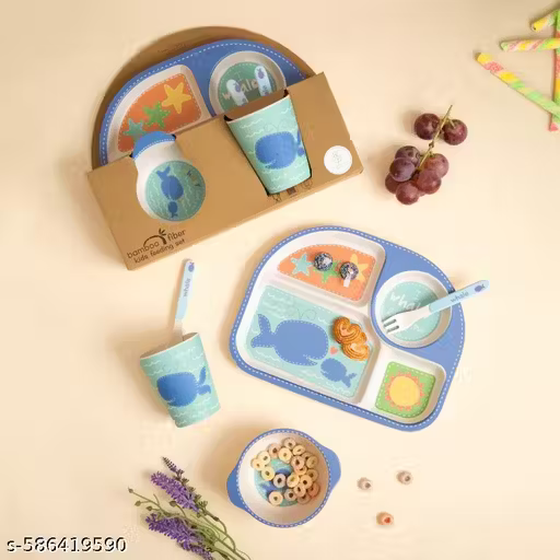 Wobbly Whale Bamboo Kids Dinner /Feeding Set of 5