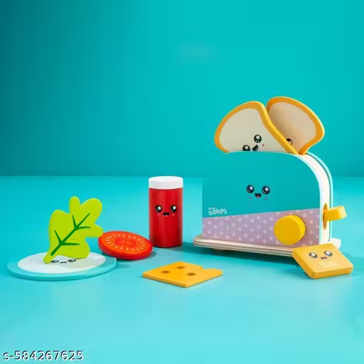 Wooden Toaster & Sandwich Pretend Play Set for Kids | Kitchen Role Play Toy for Toddlers & Preschoolers | 11-Piece Set