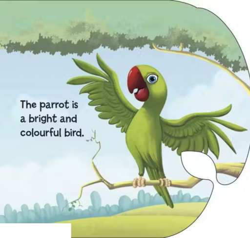 CUT OUT BOARD BOOK ANIMALS PARROT (Gift for kids)