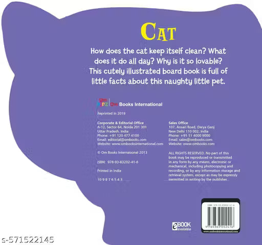 CUT OUT BOARD BOOK ANIMALS CAT (Gift for kids)