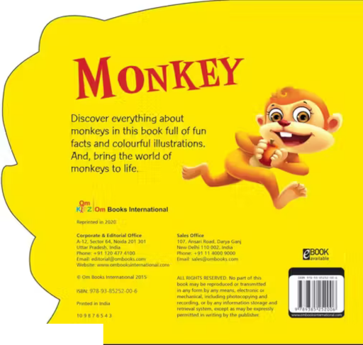 CUT OUT BOARD BOOK ANIMALS MONKEY (Gift for kids)
