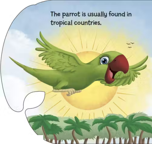 CUT OUT BOARD BOOK ANIMALS PARROT (Gift for kids)
