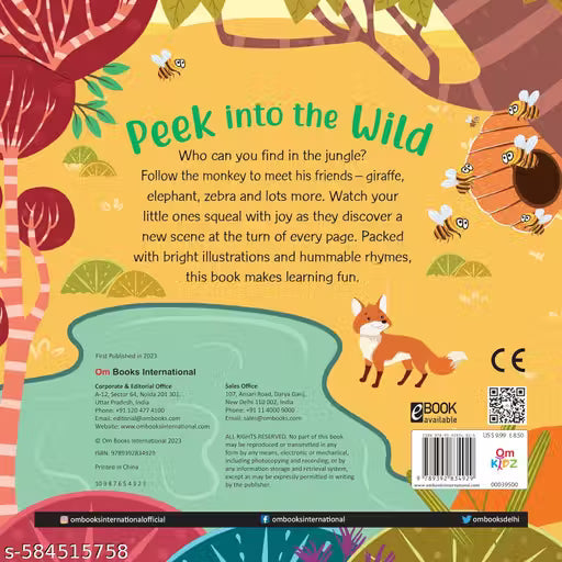 Board book: Peek into the Wild - Illustrated rhymes for kids - Board Book for Children Age 1-3 Years