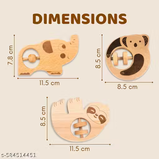 1pc Wooden Animal Rattle Toy for Babies & Toddlers | Safe & Engaging Sensory Play Toy-Random design