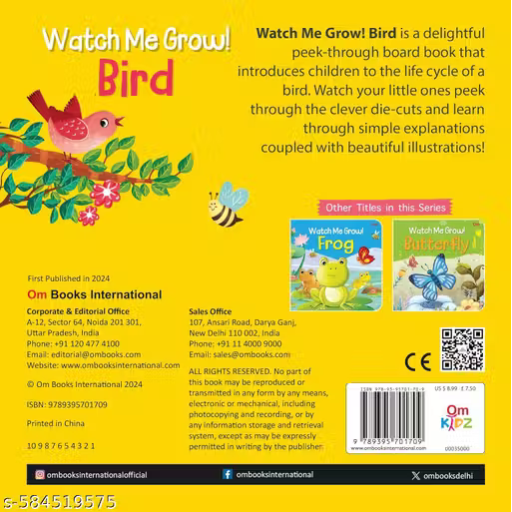 Board Book: Watch Me Grow! Bird- Activity Book for Children Age 3-5 Years