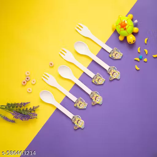 Minions Maniac Kids Eating / Feeding Bamboo Spoons & Forks- Set of 6
