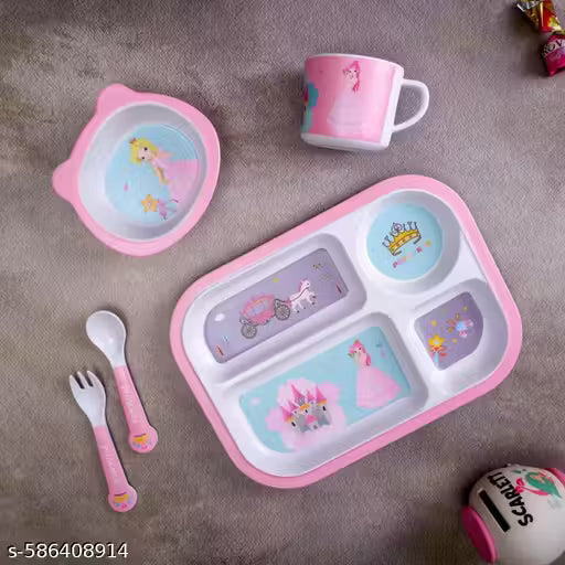 Pretty Princess Bamboo Kids Dinner /Feeding Set of 5