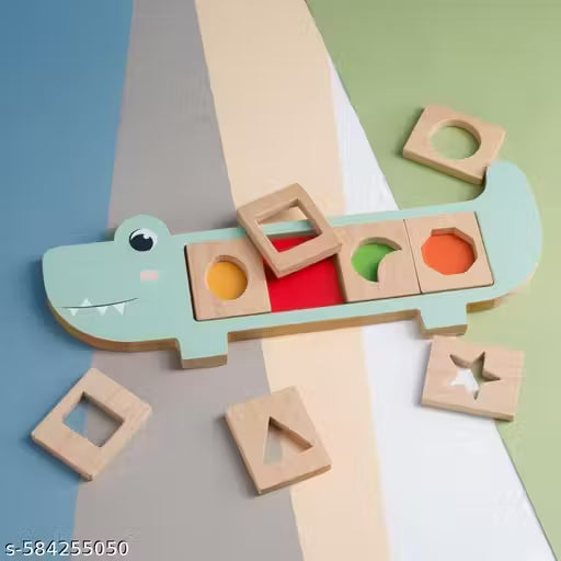 Wooden Crocodile Shape Sorting Board Toy for Kids | Snap & Learn Educational Puzzle | Early Learning & Fine Motor Skills | Age 2+