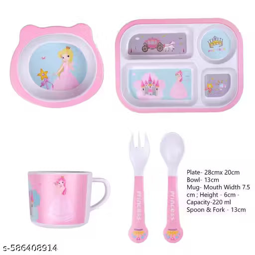 Pretty Princess Bamboo Kids Dinner /Feeding Set of 5