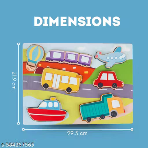 Wooden Vehicle Shapes Chunky Match Puzzle