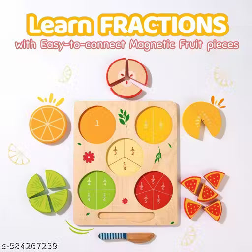 Premium Quality Wooden Fruit Fraction Educational Toy for Kids