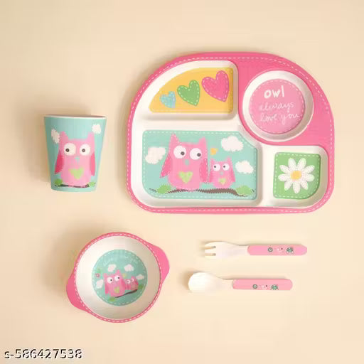 Observant Owl Bamboo Kids Dinner /Feeding Set of 5