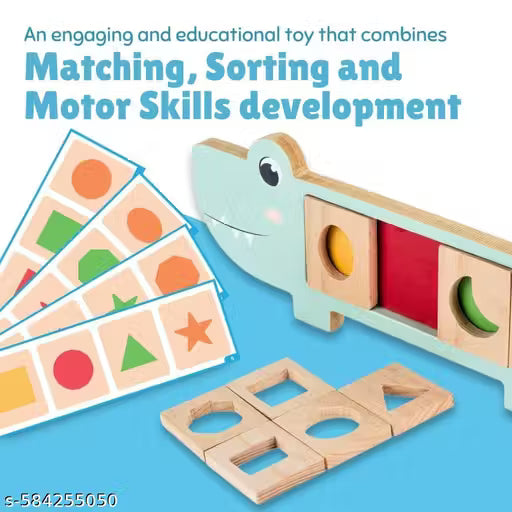 Wooden Crocodile Shape Sorting Board Toy for Kids | Snap & Learn Educational Puzzle | Early Learning & Fine Motor Skills | Age 2+