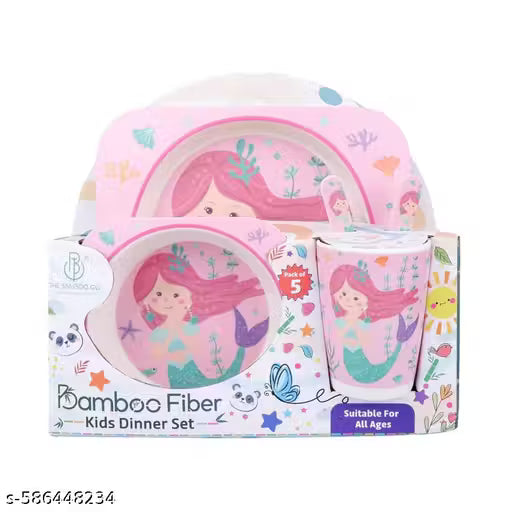 Magical Mermaid Bamboo Kids Dinner /Feeding Set of 5