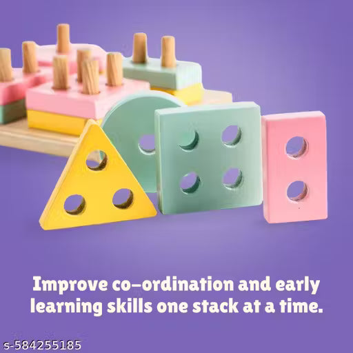 Wooden Shape Sorter Toy for Toddlers | Early Learning Geometric Shapes & Fine Motor Skill Development | Educational Stacking & Sorting Puzzle for Kids Age 2+