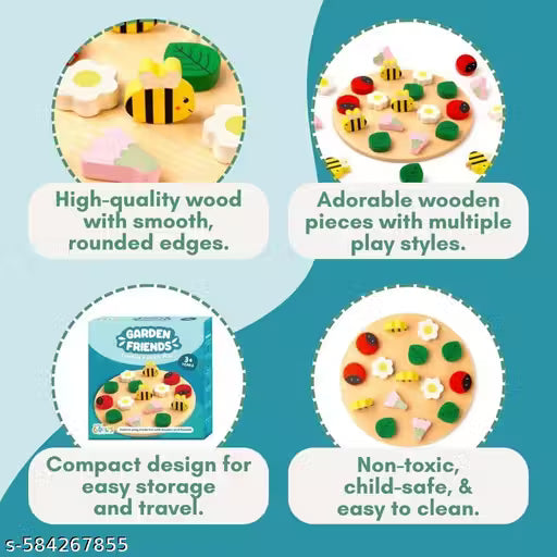 Wooden Bug Catching & Sorting Toy for Kids | Montessori Fine Motor Skills Game | Safe Toddler Learning Toy Age 2+ | Fun Matching Activity