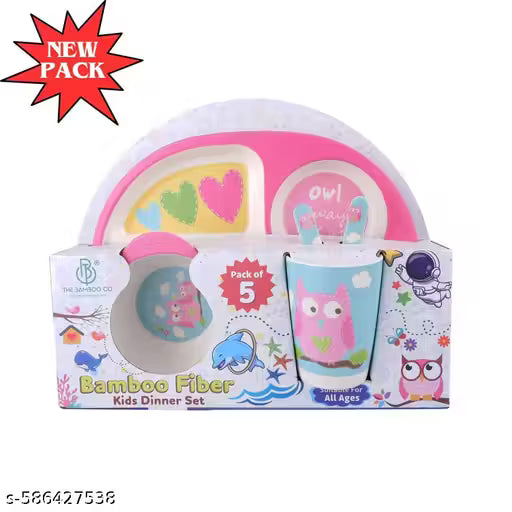 Observant Owl Bamboo Kids Dinner /Feeding Set of 5