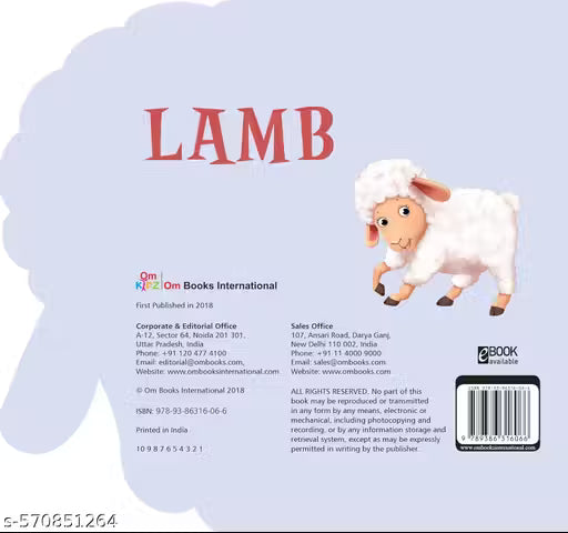 CUT OUT BOARD BOOK ANIMALS LAMB (Gift for Kids)