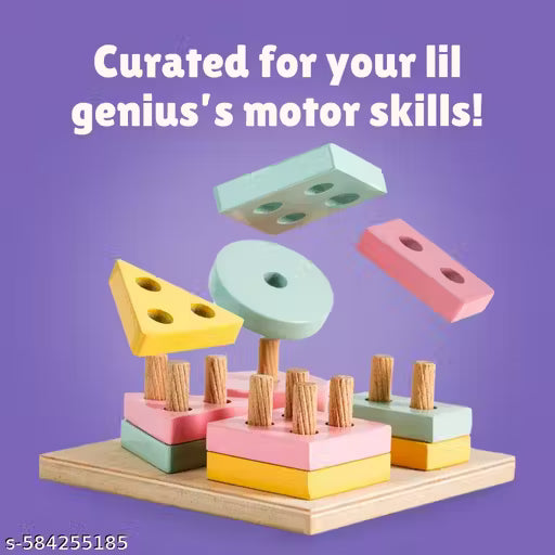 Wooden Shape Sorter Toy for Toddlers | Early Learning Geometric Shapes & Fine Motor Skill Development | Educational Stacking & Sorting Puzzle for Kids Age 2+