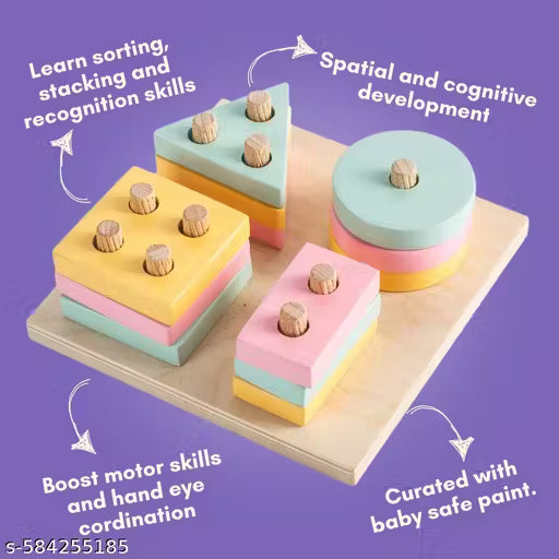 Wooden Shape Sorter Toy for Toddlers | Early Learning Geometric Shapes & Fine Motor Skill Development | Educational Stacking & Sorting Puzzle for Kids Age 2+