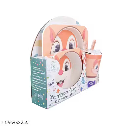 Snappy Squirrel Bamboo Kids Dinner /Feeding Set of 5