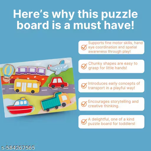 Wooden Vehicle Shapes Chunky Match Puzzle