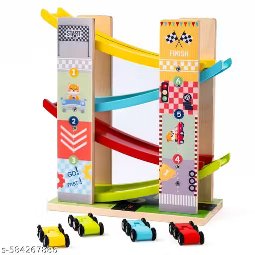 Multilevel Ramp Race Track Set with 4 Mini Cars for Kids | Montessori Motor Skill Development Toy | Gift for 2+ Year Old Boys & Girls
