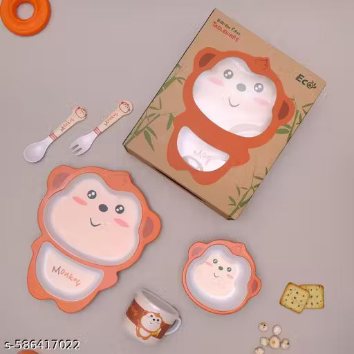 Mischievous Monkey Bamboo Kids Dinner /Feeding Set of 5