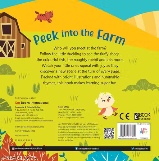 Board book: Peek into the Farm - Illustrated rhymes for kids - Board Book for Children Age 1-3 Years