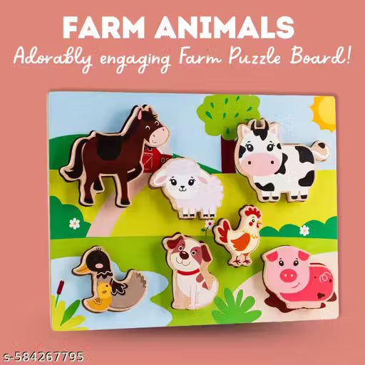 Wooden Farm Shapes Chunky Match Puzzle