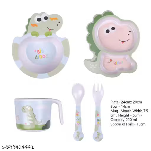 Dominant Dinosaur Bamboo Kids Dinner /Feeding Set of 5