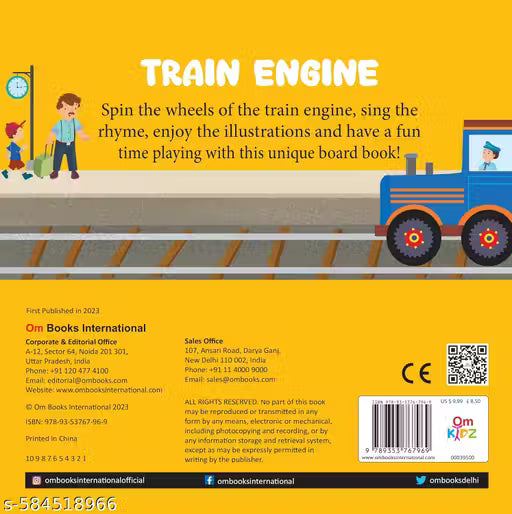 Board Book: Train Engine Wheel Book - Wheel books for kids - Board Book for Children Age 1-3 Years