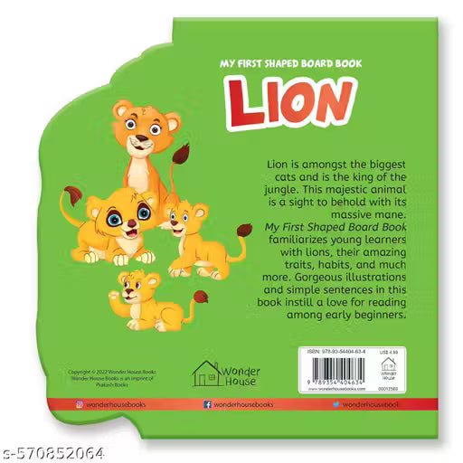 CUT OUT BOARD BOOK ANIMALS LION (Gift for Kids)