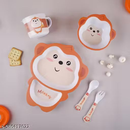 Mischievous Monkey Bamboo Kids Dinner /Feeding Set of 5