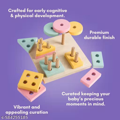 Wooden Shape Sorter Toy for Toddlers | Early Learning Geometric Shapes & Fine Motor Skill Development | Educational Stacking & Sorting Puzzle for Kids Age 2+