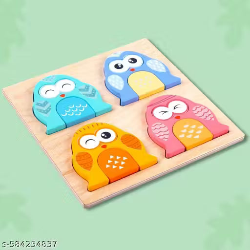 Wooden Owl Faces Mix & Match Puzzle Toy for Kids | Fun Educational Matching Game | Fine Motor & Cognitive Skills Development |