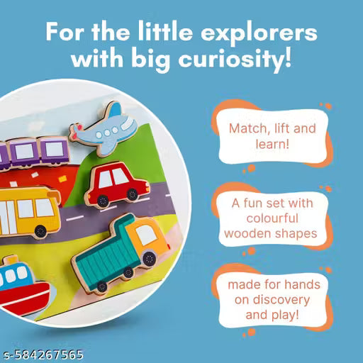 Wooden Vehicle Shapes Chunky Match Puzzle