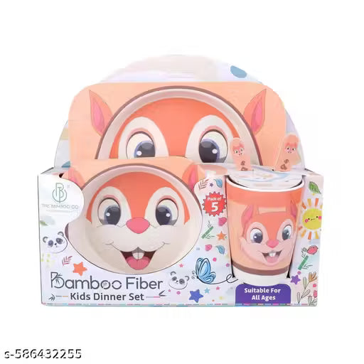 Snappy Squirrel Bamboo Kids Dinner /Feeding Set of 5