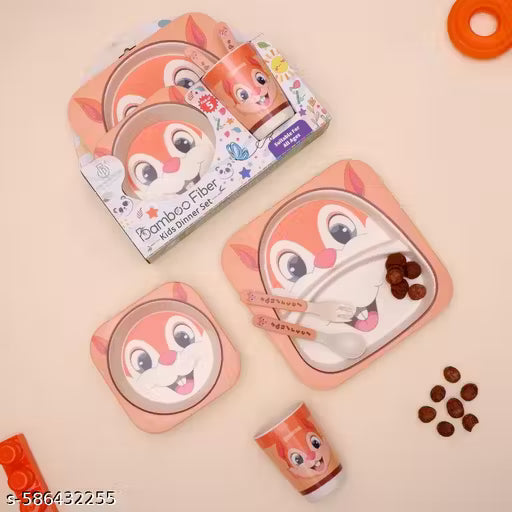 Snappy Squirrel Bamboo Kids Dinner /Feeding Set of 5