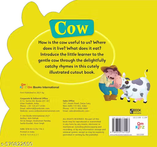 CUT OUT BOARD BOOK COW (Gift for kids)