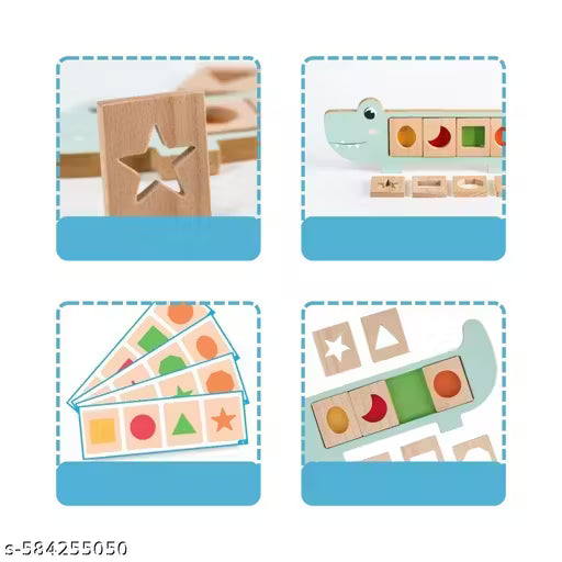 Wooden Crocodile Shape Sorting Board Toy for Kids | Snap & Learn Educational Puzzle | Early Learning & Fine Motor Skills | Age 2+