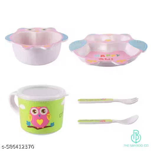 Obedient Owl Bamboo Kids Dinner /Feeding Set of 5